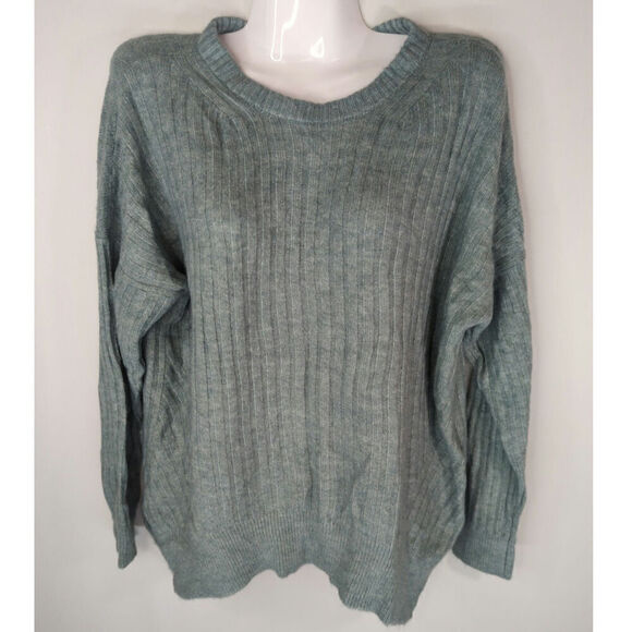 Abercrombie‎ & Fitch Aqua Green  Ribbed Knit Crew Neck Pullover Sweater Size S - Picture 1 of 6